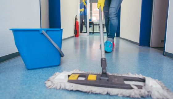 crew cleaning with hospital-grade disinfectants