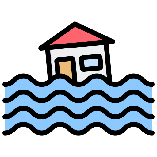 house being submerged in water illustration