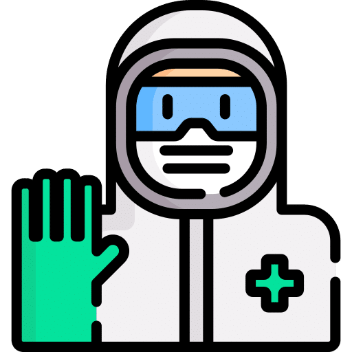 illustration of person in a hazmat suit