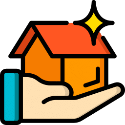 illustration of a hand holding a disinfected home
