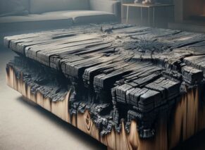 A Picture of a Coffee Table Damaged by Fire